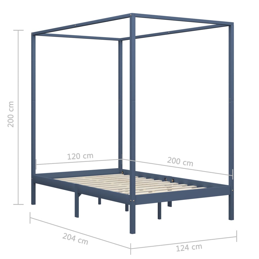 Pylvässänky harmaa täysi mänty 120x200 cm - Sisustajankoti.fi