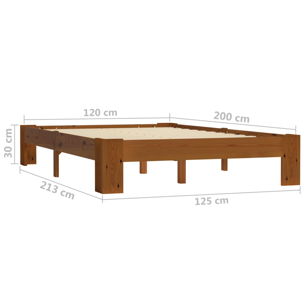 Sängynrunko vaaleanruskea täysi mänty 120x200 cm - Sisustajankoti.fi
