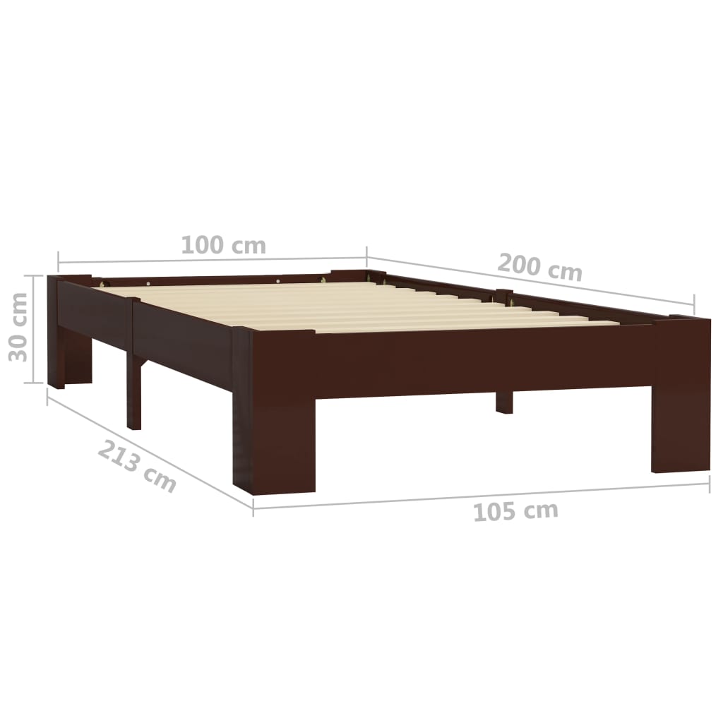 Sängynrunko tummanruskea mänty 100x200 cm - Sisustajankoti.fi