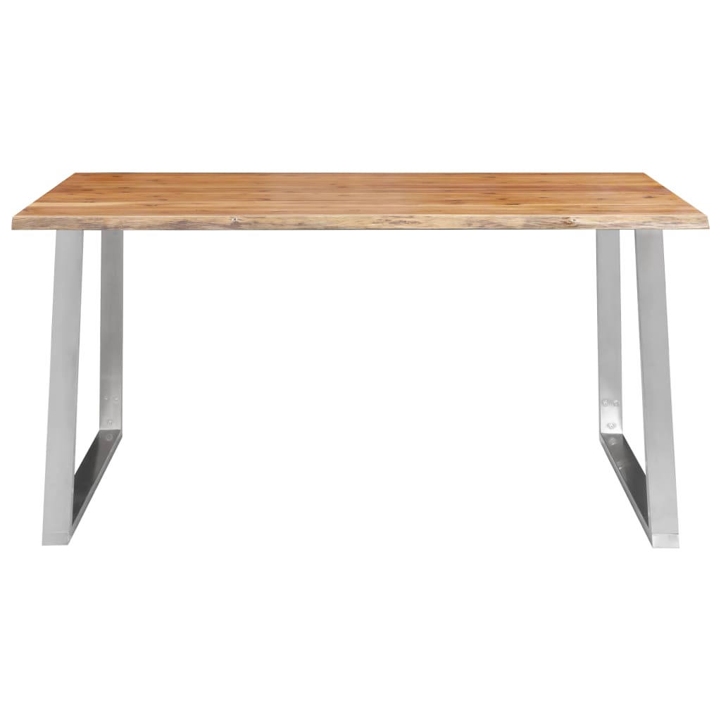 Ruokapöytä 160x80x75 cm täysi akaasiapuu ja ruostumaton teräs - Sisustajankoti.fi