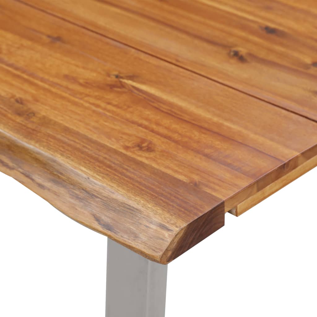 Ruokapöytä 160x80x75 cm täysi akaasiapuu ja ruostumaton teräs - Sisustajankoti.fi