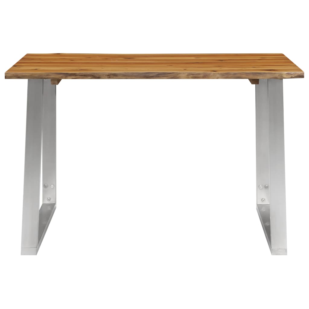 Ruokapöytä 120x65x75 cm täysi akaasiapuu ja ruostumaton teräs - Sisustajankoti.fi