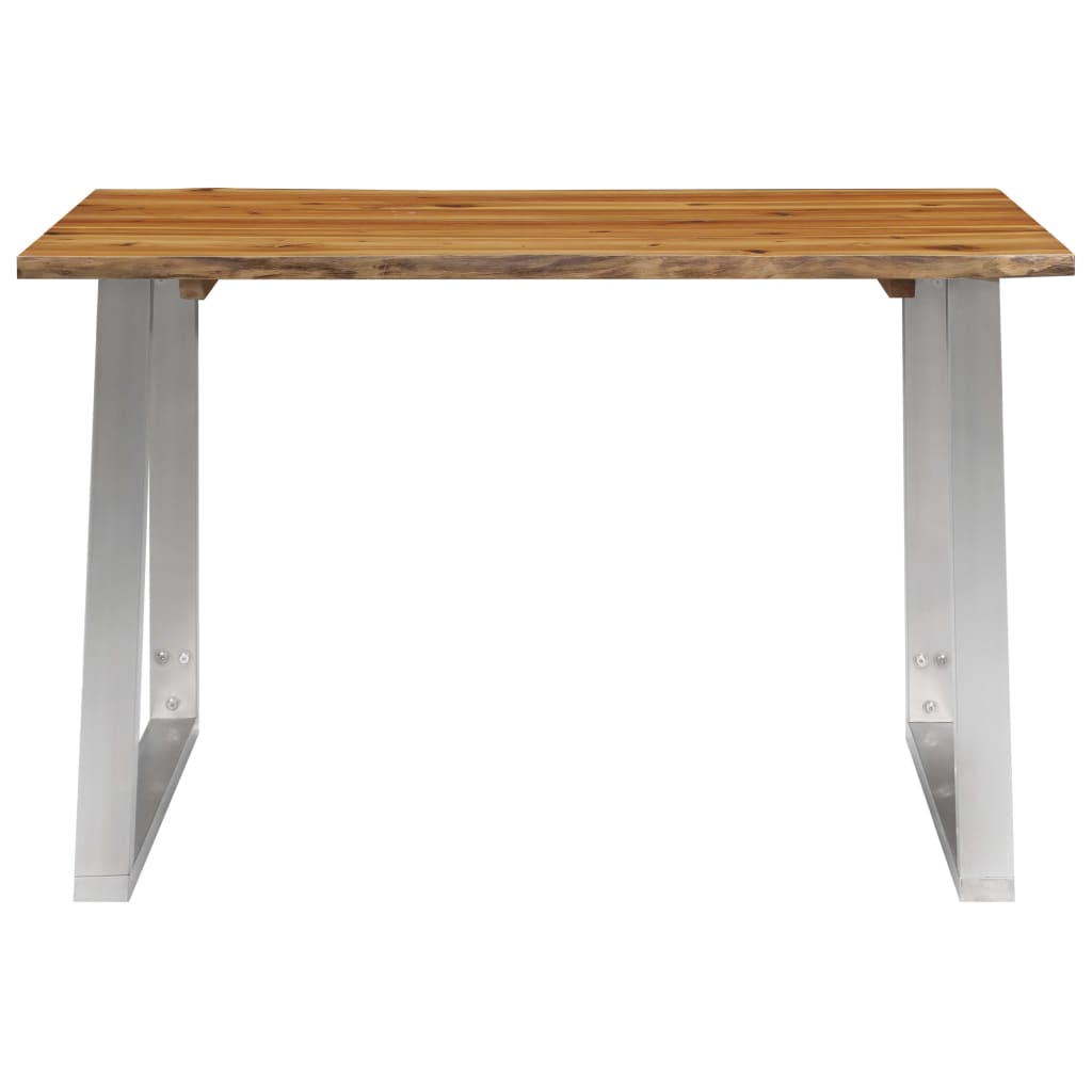 Ruokapöytä 120x65x75 cm täysi akaasiapuu ja ruostumaton teräs - Sisustajankoti.fi