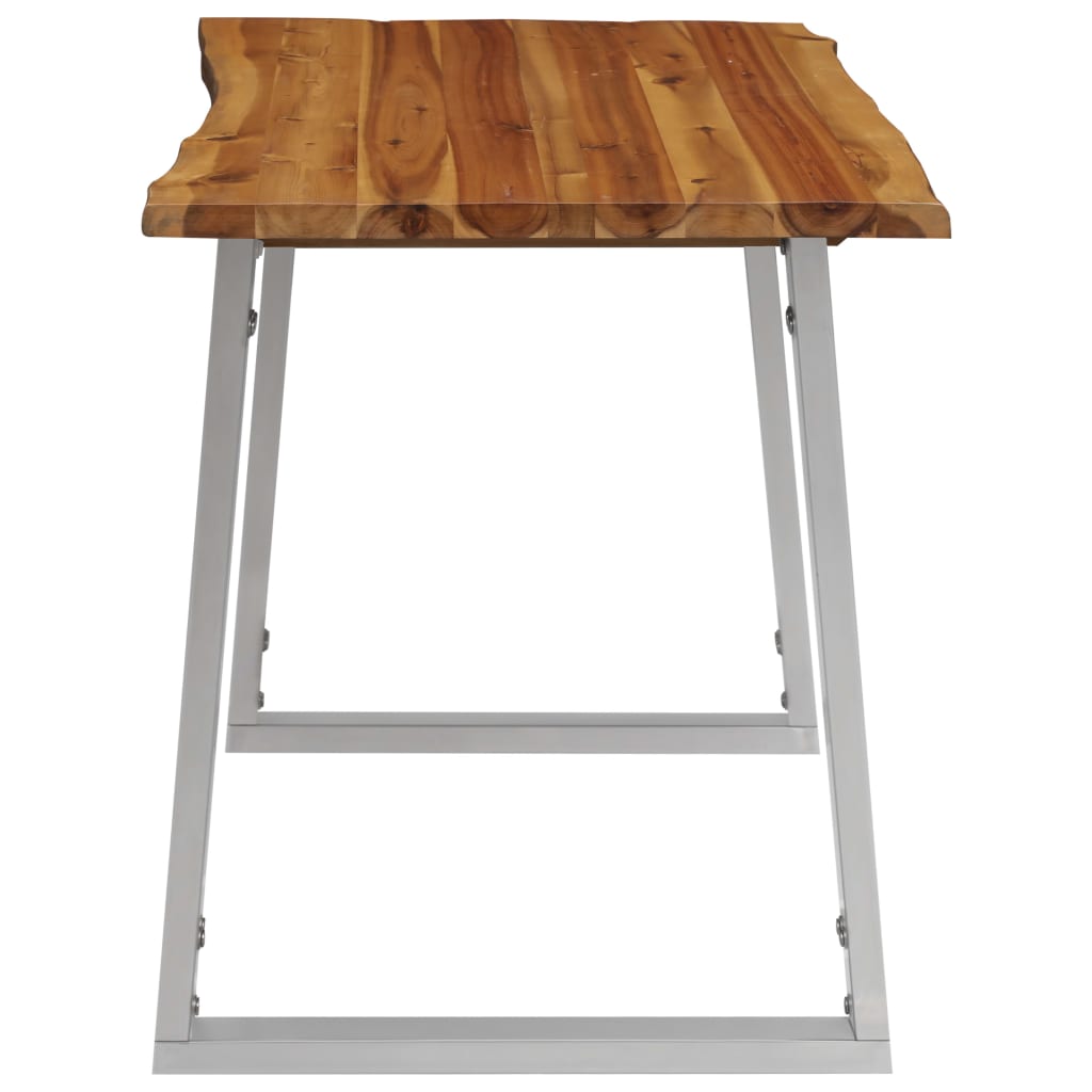 Ruokapöytä 120x65x75 cm täysi akaasiapuu ja ruostumaton teräs - Sisustajankoti.fi