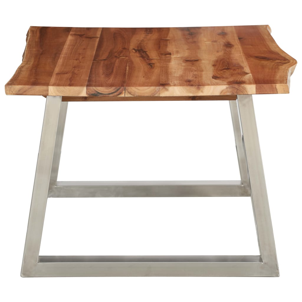 Sohvapöytä 100x60x40 cm täysi akaasiapuu ja ruostumaton teräs - Sisustajankoti.fi