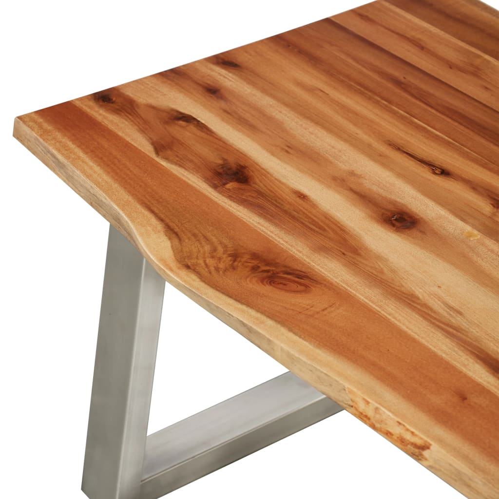 Sohvapöytä 100x60x40 cm täysi akaasiapuu ja ruostumaton teräs - Sisustajankoti.fi