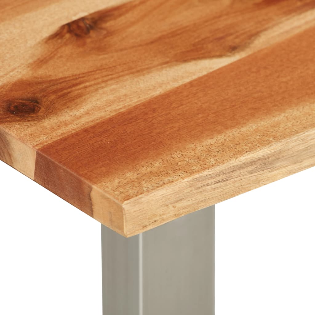 Sohvapöytä 100x60x40 cm täysi akaasiapuu ja ruostumaton teräs - Sisustajankoti.fi