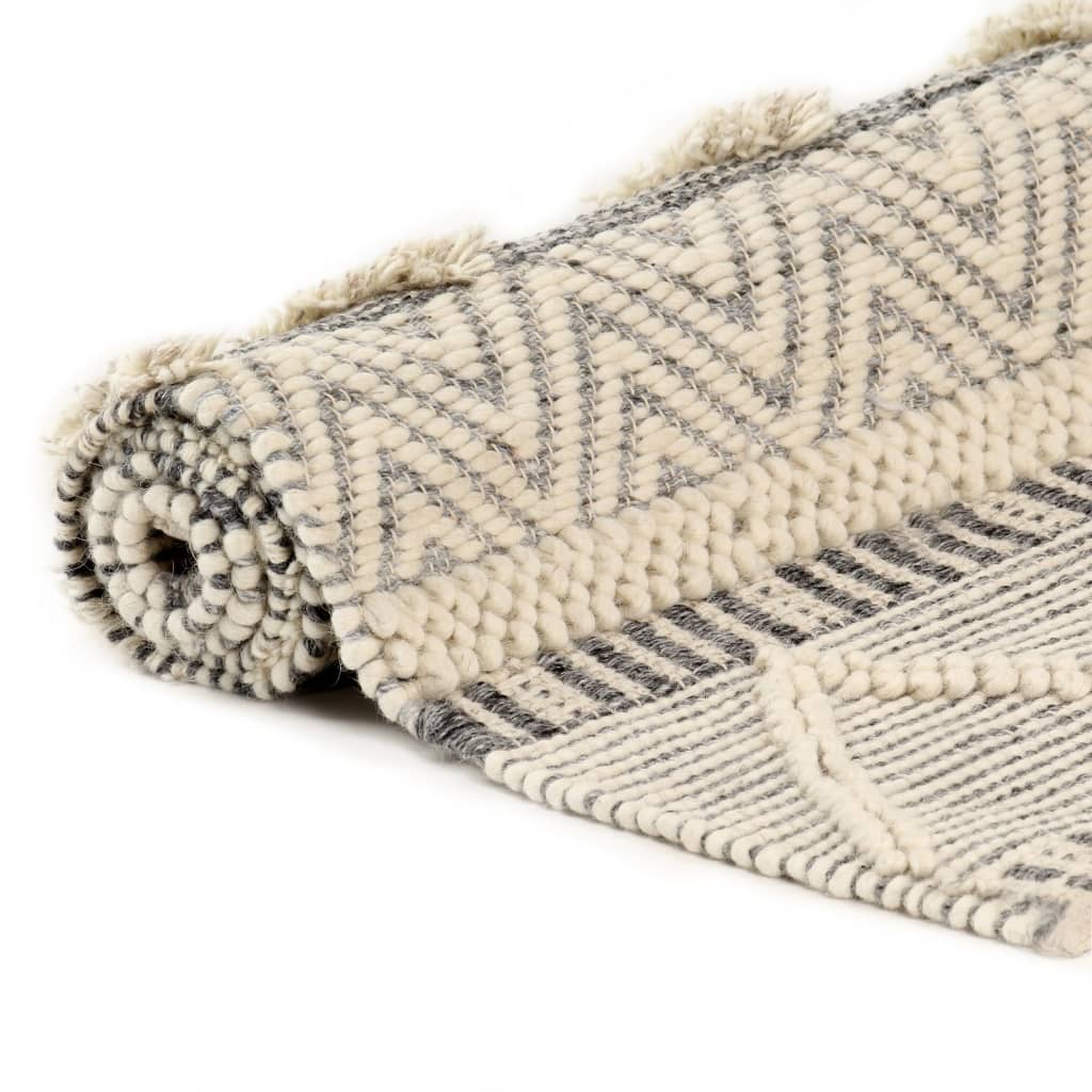 Matto käsinkudottu villa 160x230 cm valk./harmaa/musta/ruskea - Sisustajankoti.fi