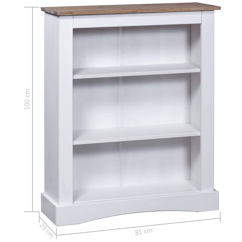 Kirjahylly 3 tasoa Meksikon mänty Corona valkoinen 81x29x100 cm - Sisustajankoti.fi