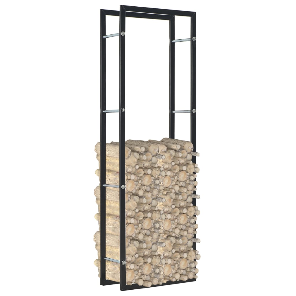 Polttopuuteline musta 50x20x150 cm teräs - Sisustajankoti.fi