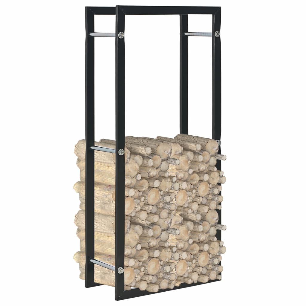 Polttopuuteline musta 44x20x100 cm teräs - Sisustajankoti.fi