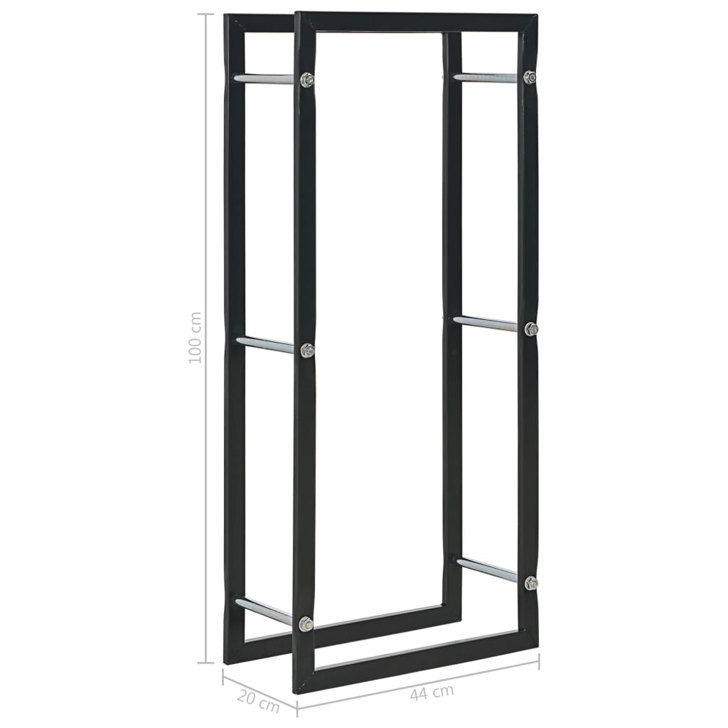 Polttopuuteline musta 44x20x100 cm teräs - Sisustajankoti.fi