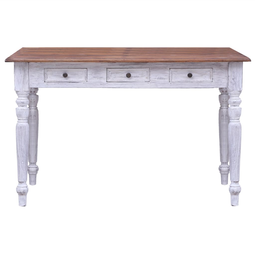 Työpöytä vetolaatikoilla valk. 117x57x75 cm kierrätetty puu - Sisustajankoti.fi