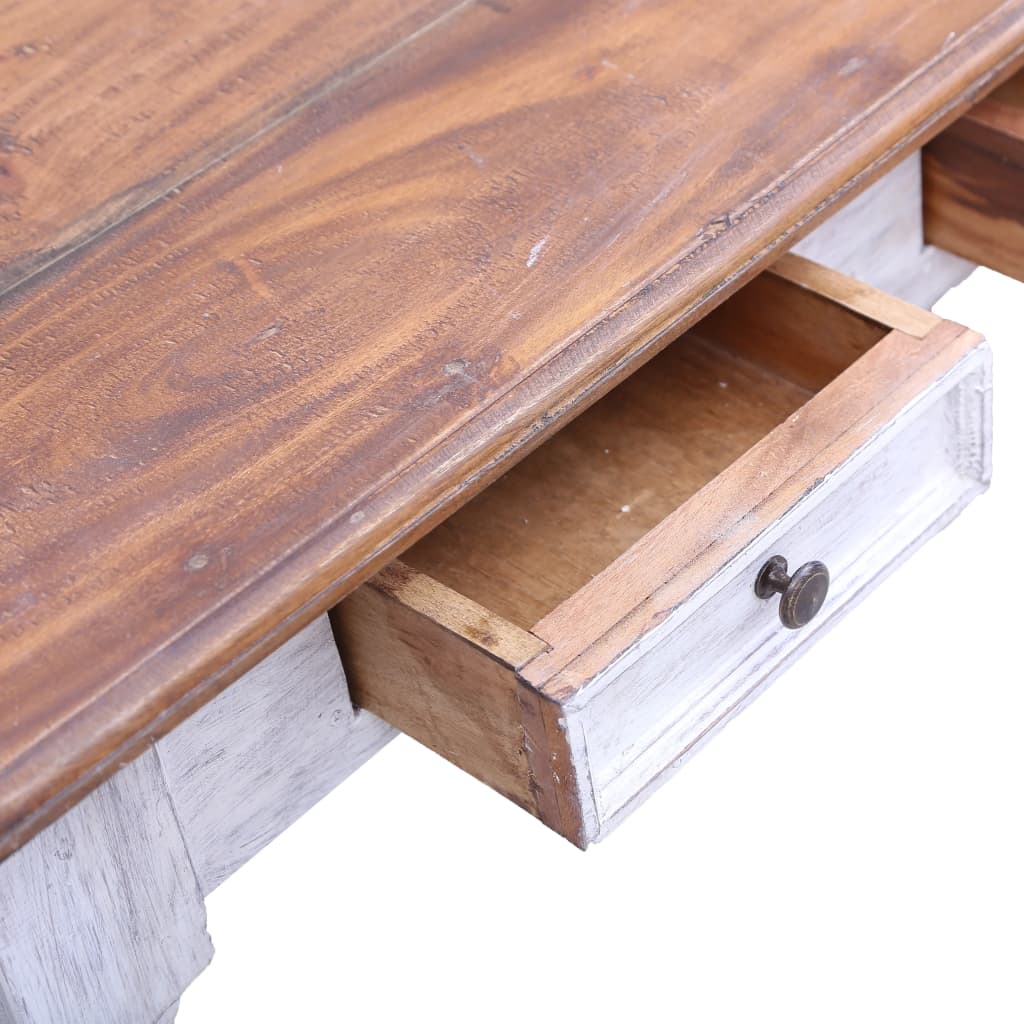 Työpöytä vetolaatikoilla valk. 117x57x75 cm kierrätetty puu - Sisustajankoti.fi