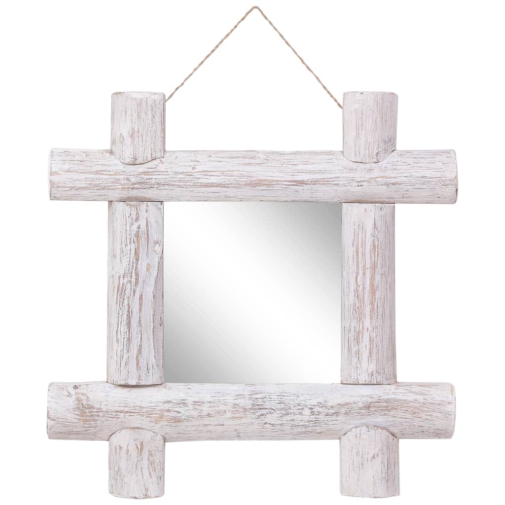 Pölkkypeili valkoinen 50x50 cm täysi kierrätetty puu - Sisustajankoti.fi