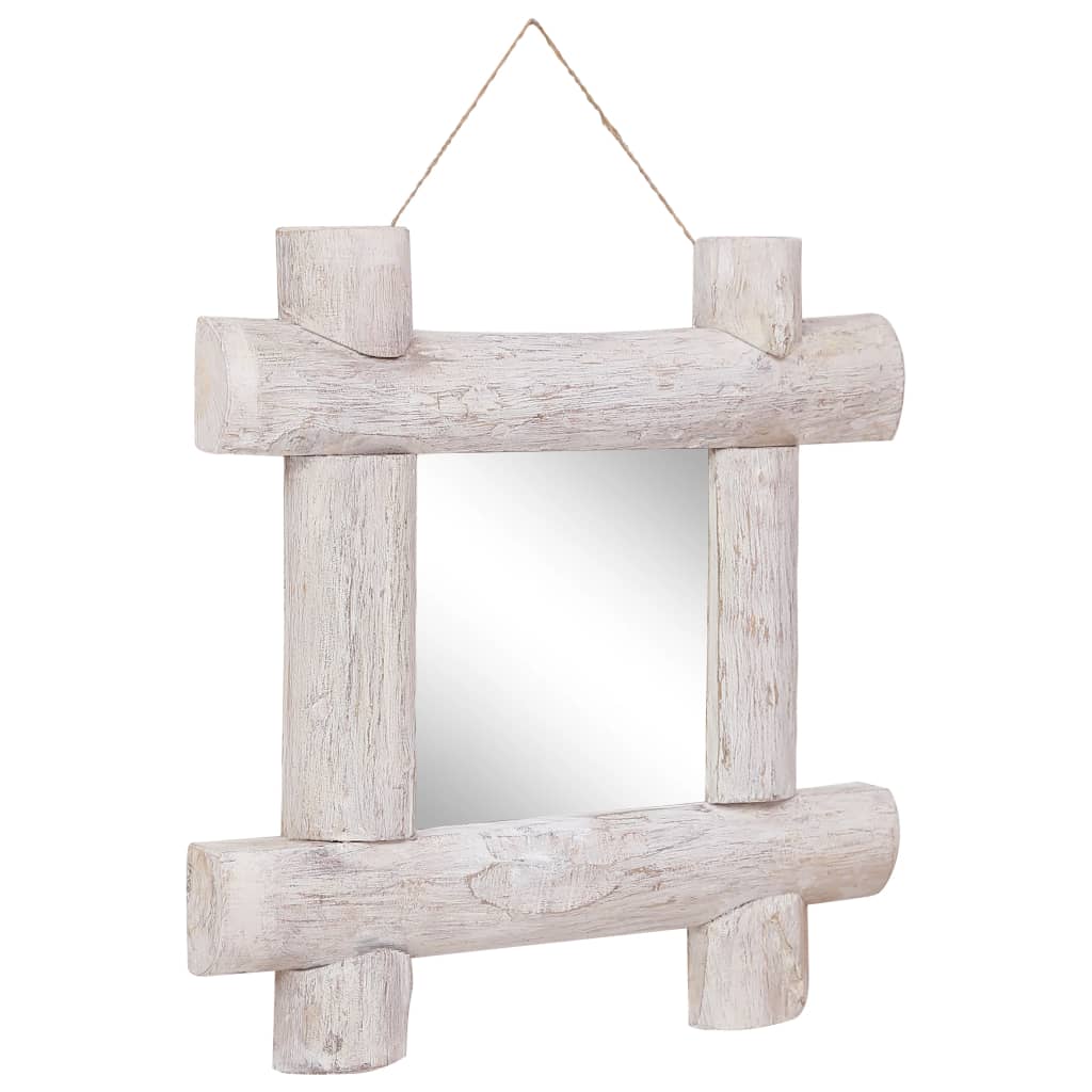 Pölkkypeili valkoinen 50x50 cm täysi kierrätetty puu - Sisustajankoti.fi