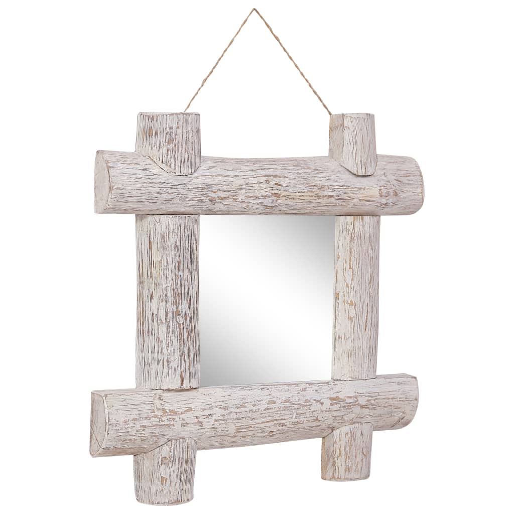 Pölkkypeili valkoinen 50x50 cm täysi kierrätetty puu - Sisustajankoti.fi