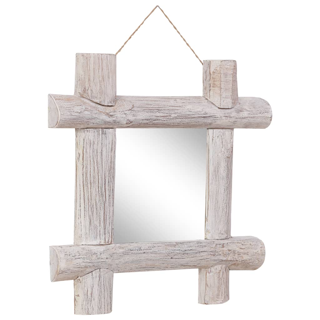 Pölkkypeili valkoinen 50x50 cm täysi kierrätetty puu - Sisustajankoti.fi