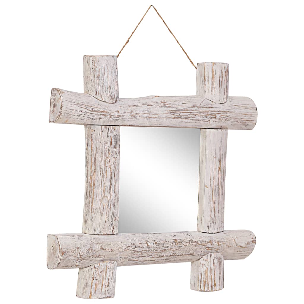 Pölkkypeili valkoinen 50x50 cm täysi kierrätetty puu - Sisustajankoti.fi