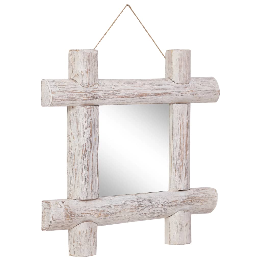 Pölkkypeili valkoinen 50x50 cm täysi kierrätetty puu - Sisustajankoti.fi