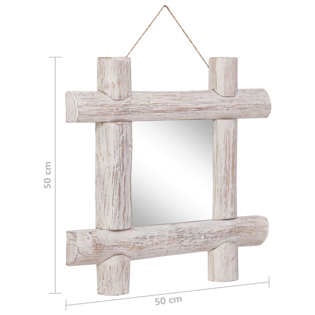 Pölkkypeili valkoinen 50x50 cm täysi kierrätetty puu - Sisustajankoti.fi