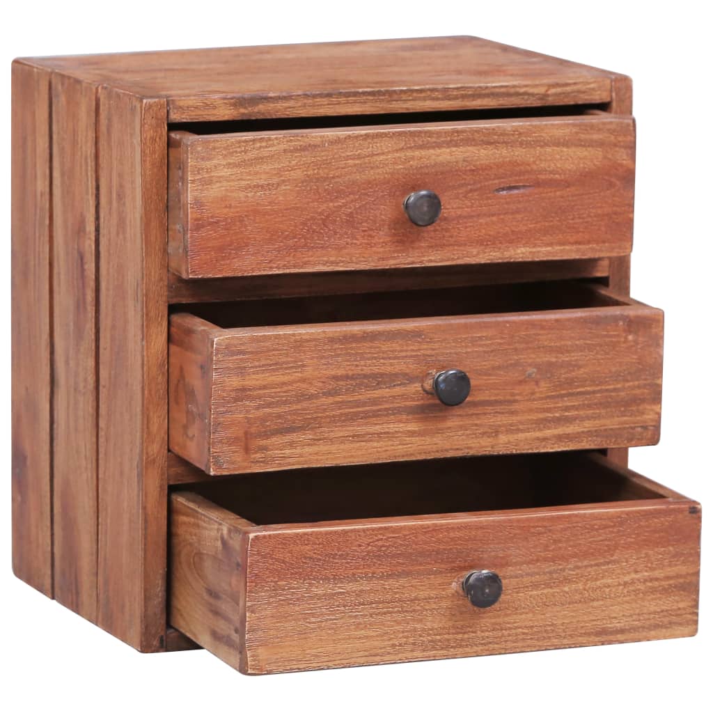 Yöpöytä 3 vetolaatikolla 35x25x35 cm kierrätetty täyspuu - Sisustajankoti.fi