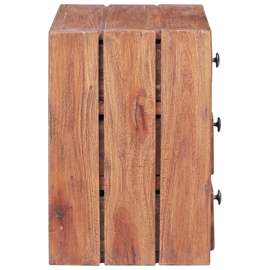 Yöpöytä 3 vetolaatikolla 35x25x35 cm kierrätetty täyspuu - Sisustajankoti.fi