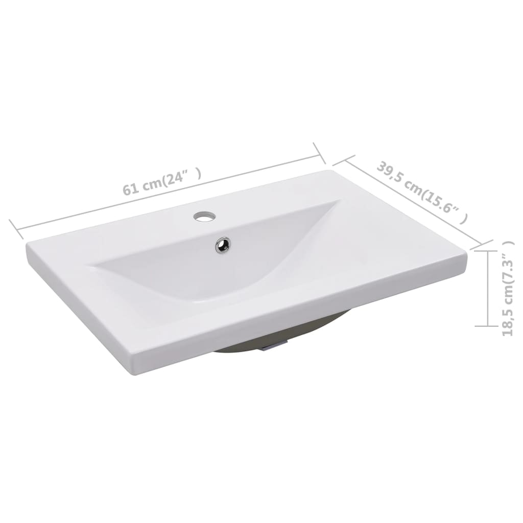 Sisäänrakennettu pesuallas 61x39,5x18,5 cm keraaminen valkoinen - Sisustajankoti.fi