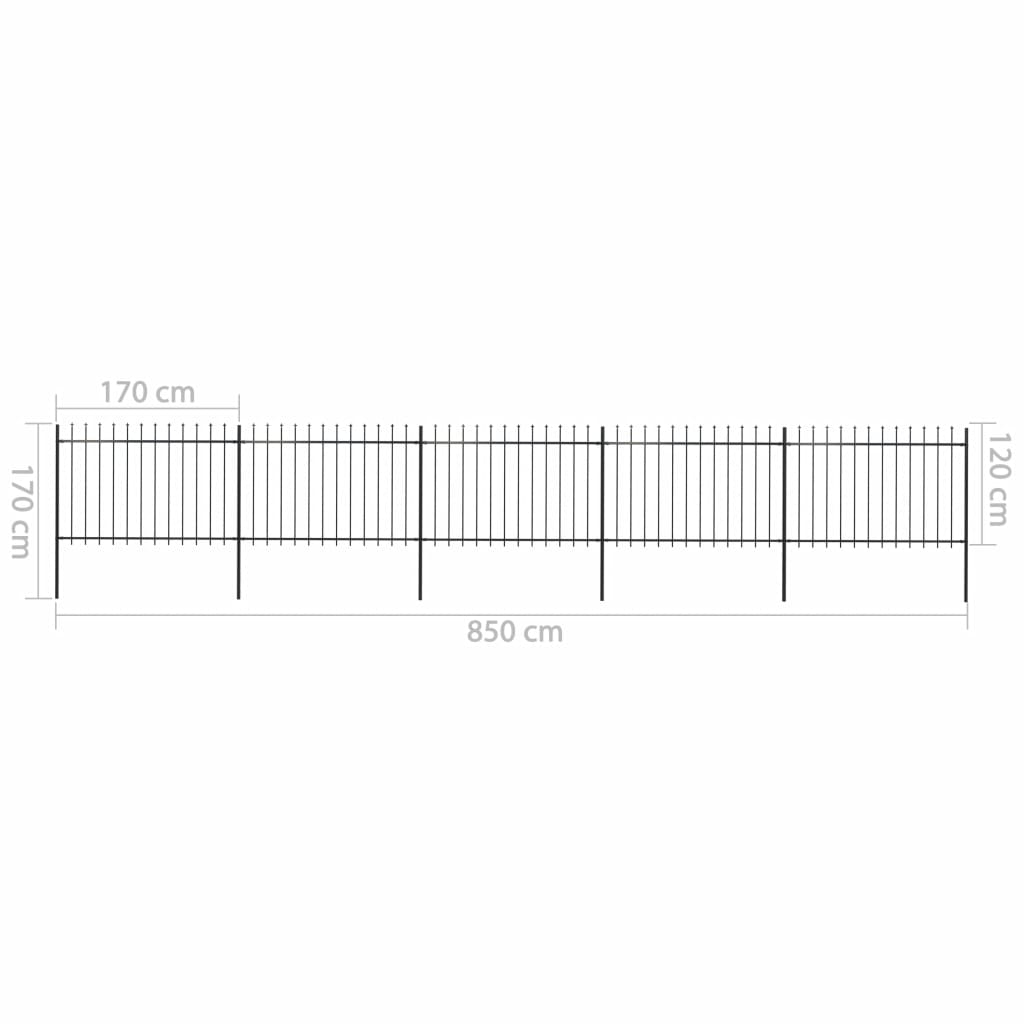 Puutarha-aita keihäskärjillä 8,5x1,2 m teräs musta - Sisustajankoti.fi
