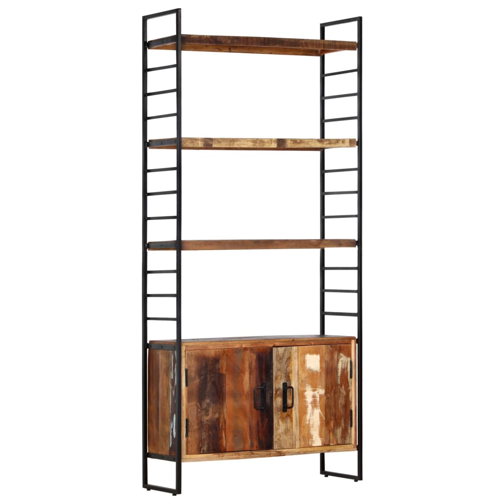 Kirjahylly 4 tasoa 80x30x180 cm täysi kierrätetty mangopuu - Sisustajankoti.fi