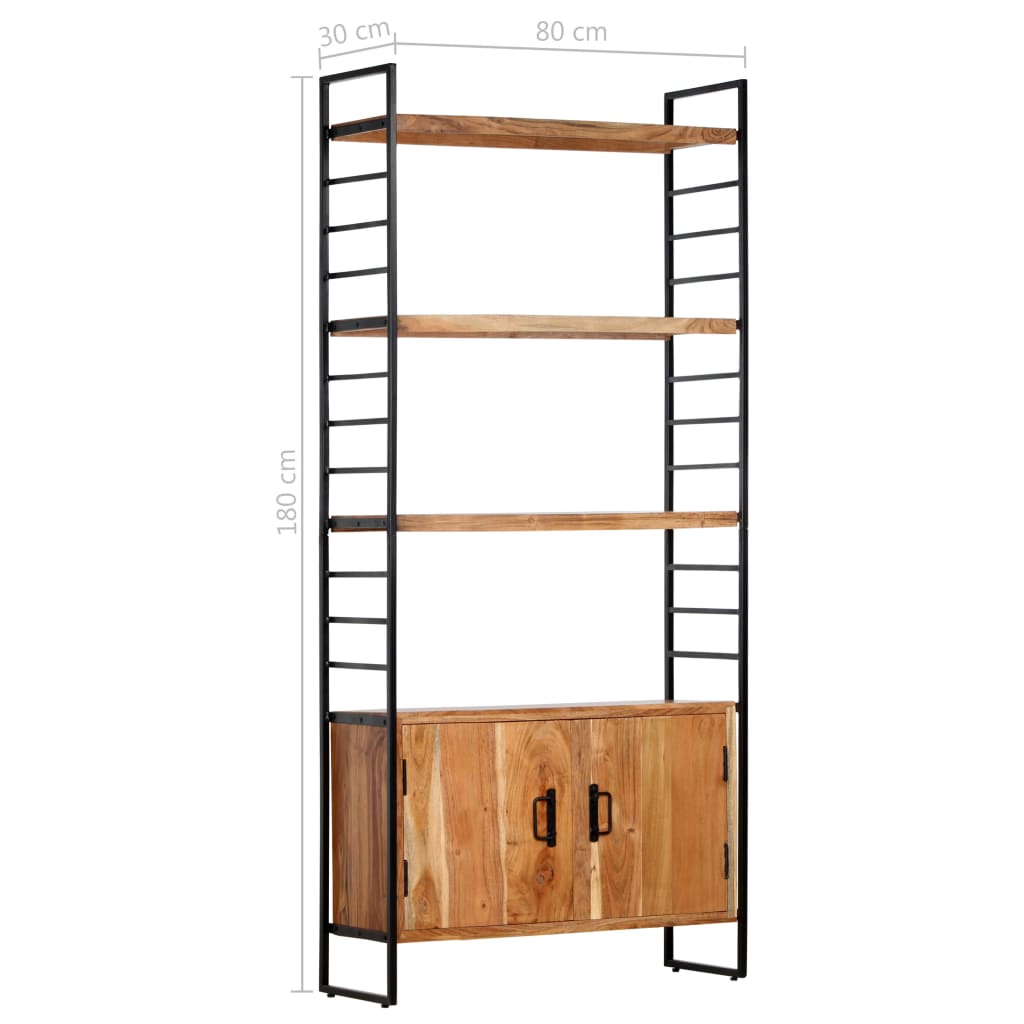 Kirjahylly 4 tasoa 80x30x180 cm täysi akaasiapuu - Sisustajankoti.fi