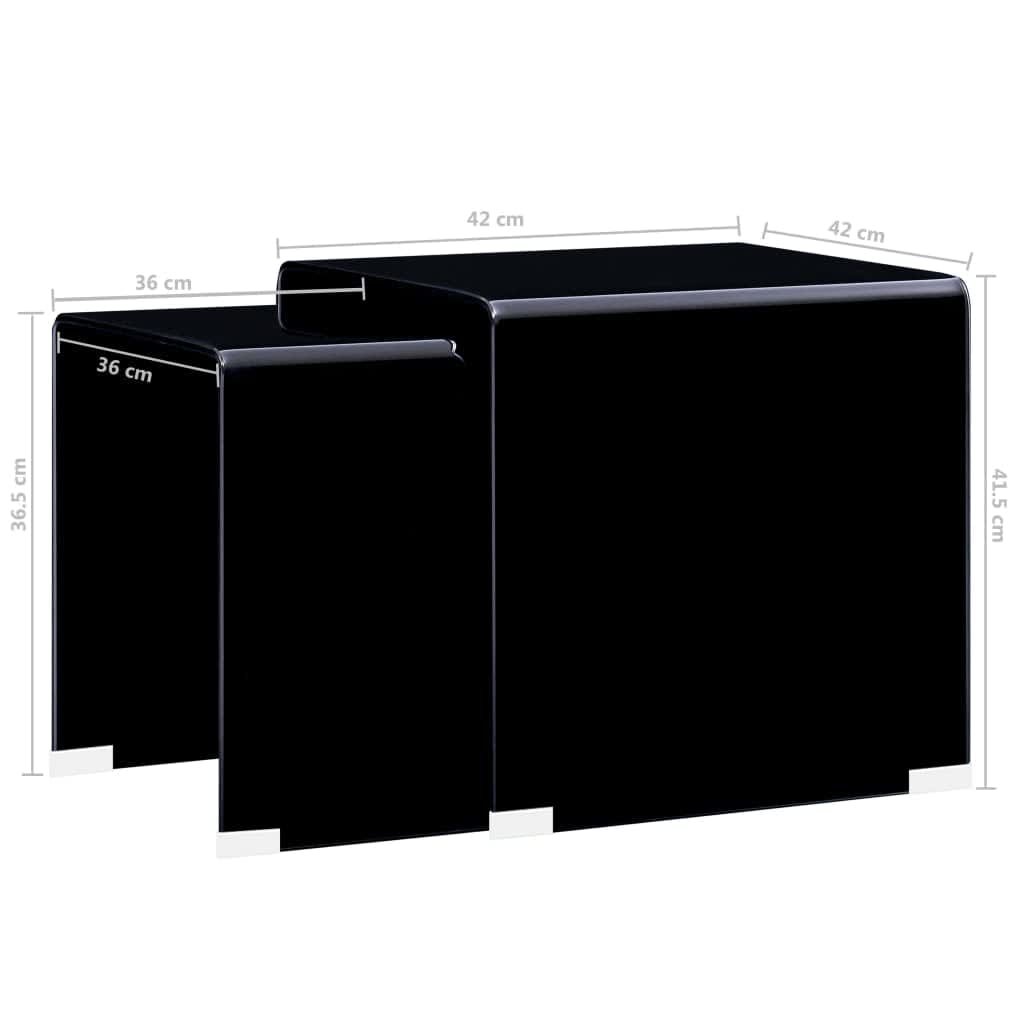 Sohva-/sarjapöydät 2 kpl musta 42x42x41,5 cm karkaistu lasi - Sisustajankoti.fi