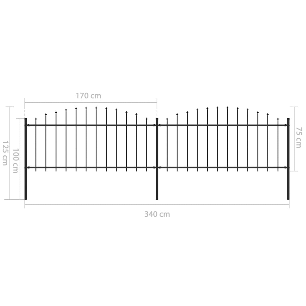 Puutarha-aita keihäskärjillä teräs (0,5-0,75)x3,4 m musta - Sisustajankoti.fi