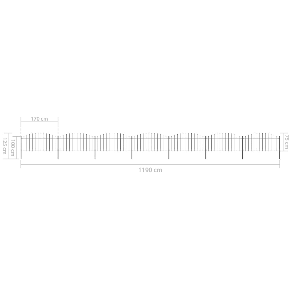 Puutarha-aita keihäskärjillä teräs (0,5-0,75)x11,9 m musta - Sisustajankoti.fi