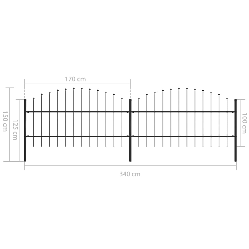 Puutarha-aita keihäskärjillä teräs (0,75-1)x3,4 m musta - Sisustajankoti.fi