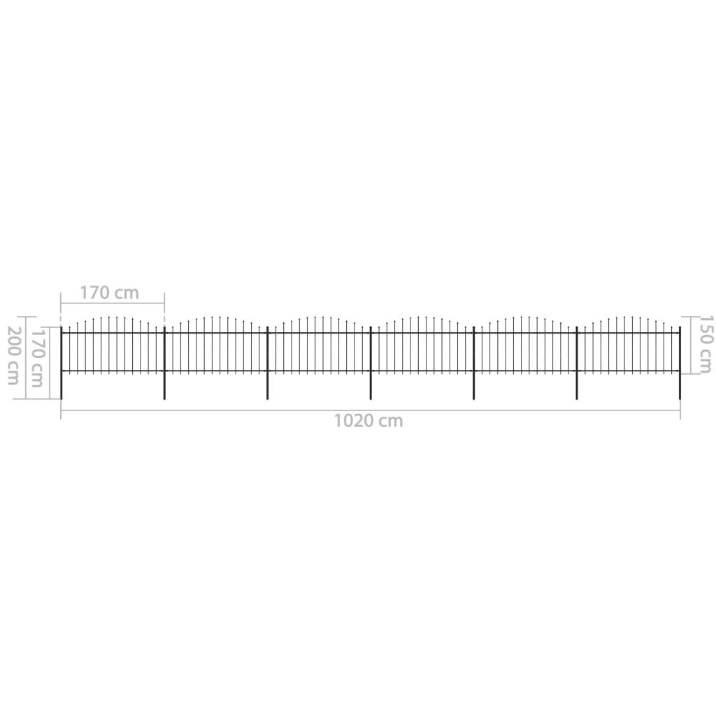 Puutarha-aita keihäskärjillä teräs (1,25-1,5)x10,2 m musta - Sisustajankoti.fi