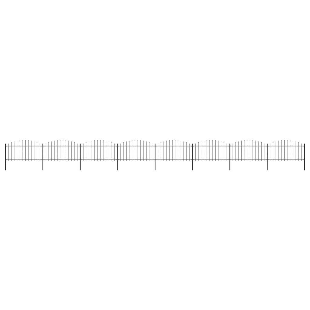 Puutarha-aita keihäskärjillä teräs (1,25-1,5)x13,6 m musta - Sisustajankoti.fi