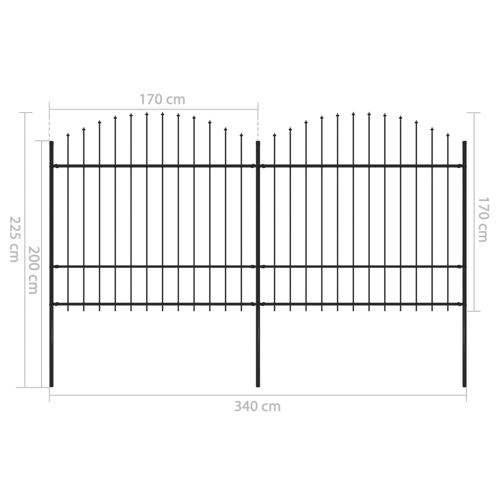 Puutarha-aita keihäskärjillä teräs (1,5-1,75)x3,4 m musta - Sisustajankoti.fi