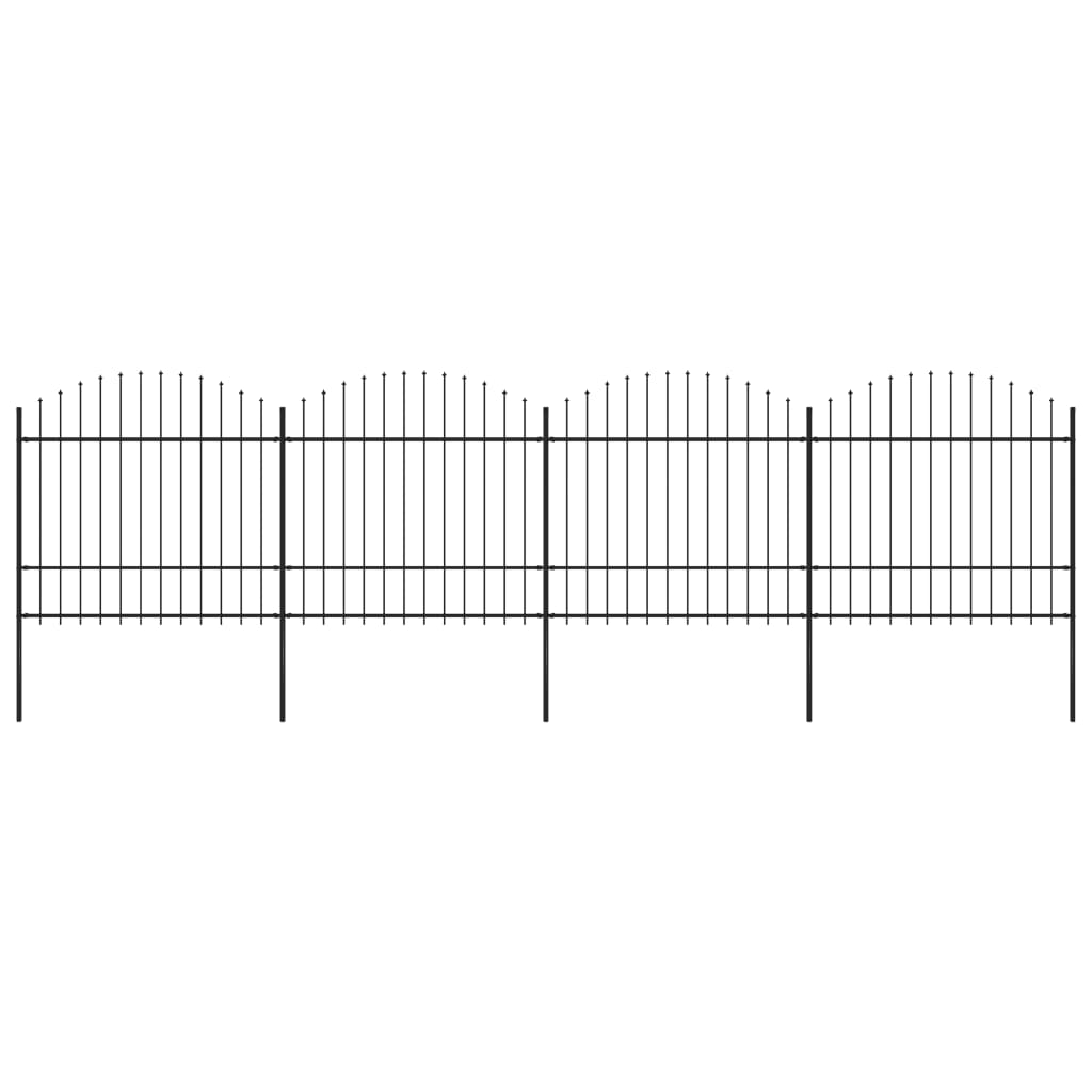 Puutarha-aita keihäskärjillä teräs (1,5-1,75)x6,8 m musta - Sisustajankoti.fi