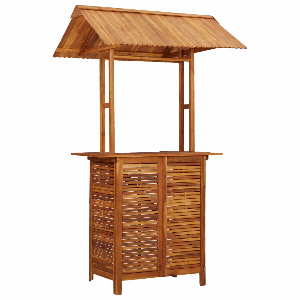Ulkobaaripöytä katoksella 122x106x217 cm täysi akaasiapuu - Sisustajankoti.fi
