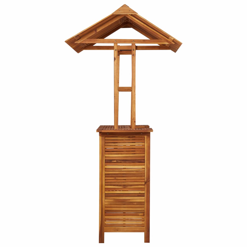 Ulkobaaripöytä katoksella 122x106x217 cm täysi akaasiapuu - Sisustajankoti.fi