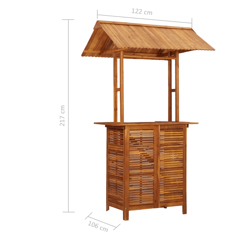 Ulkobaaripöytä katoksella 122x106x217 cm täysi akaasiapuu - Sisustajankoti.fi