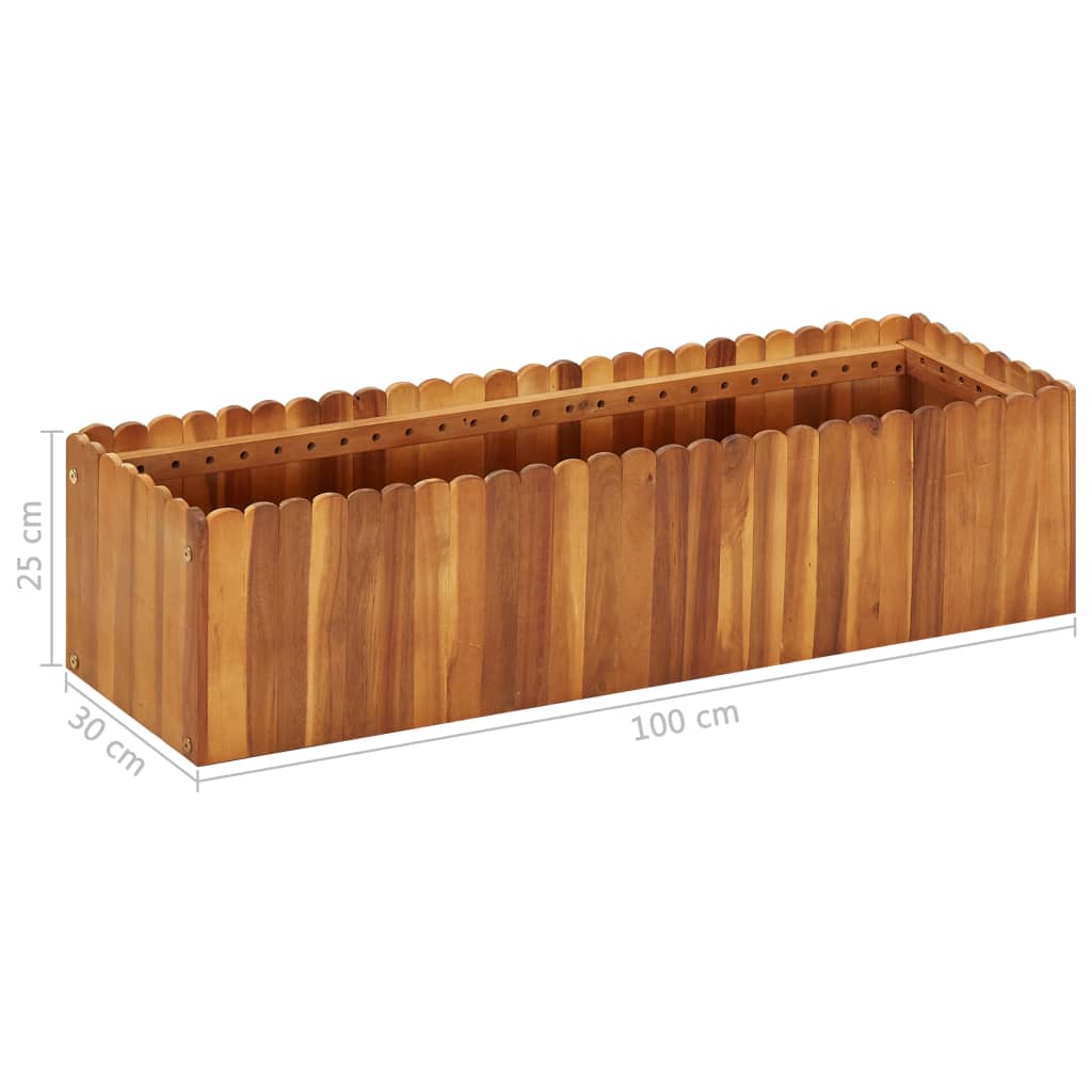 Puutarhan korotettu kukkalaatikko 100x30x25cm täysi akaasiapuu - Sisustajankoti.fi