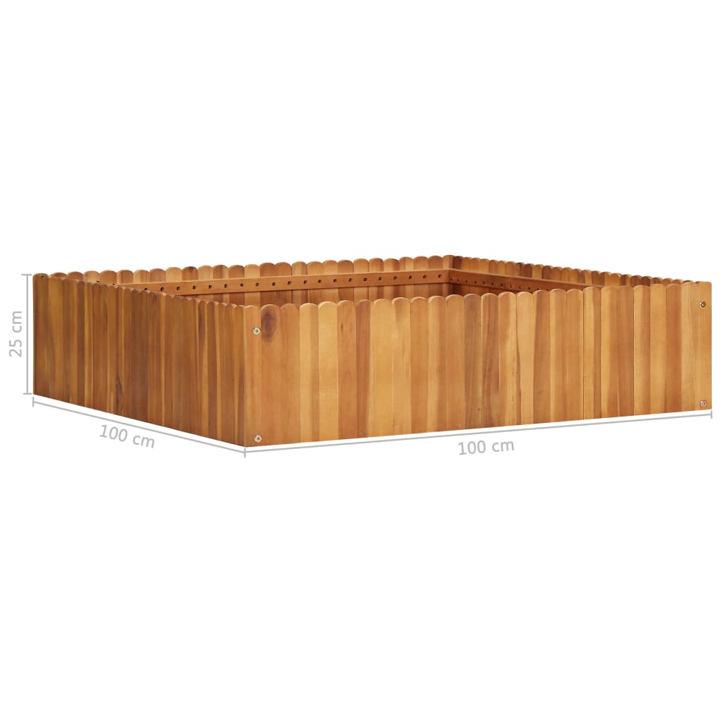 Korotettu kukkalaatikko 100x100x25 cm täysi akaasiapuu - Sisustajankoti.fi
