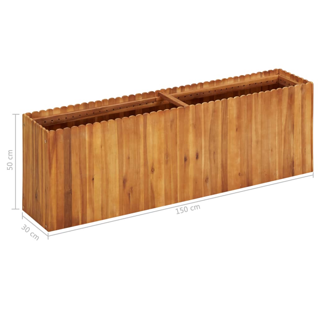 Puutarhan korotettu kukkalaatikko 150x30x50cm täysi akaasiapuu - Sisustajankoti.fi