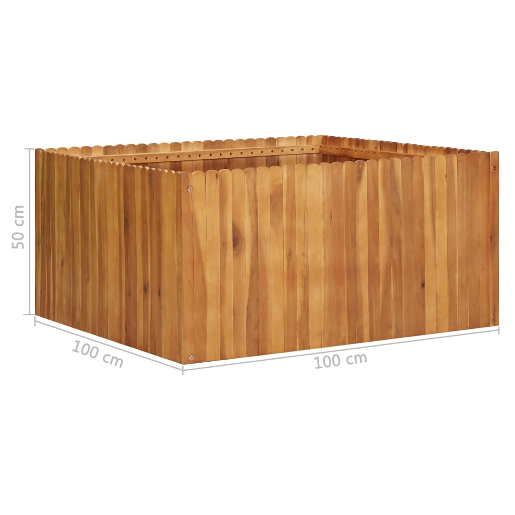 Korotettu kukkalaatikko 100x100x50 cm täysi akaasiapuu - Sisustajankoti.fi