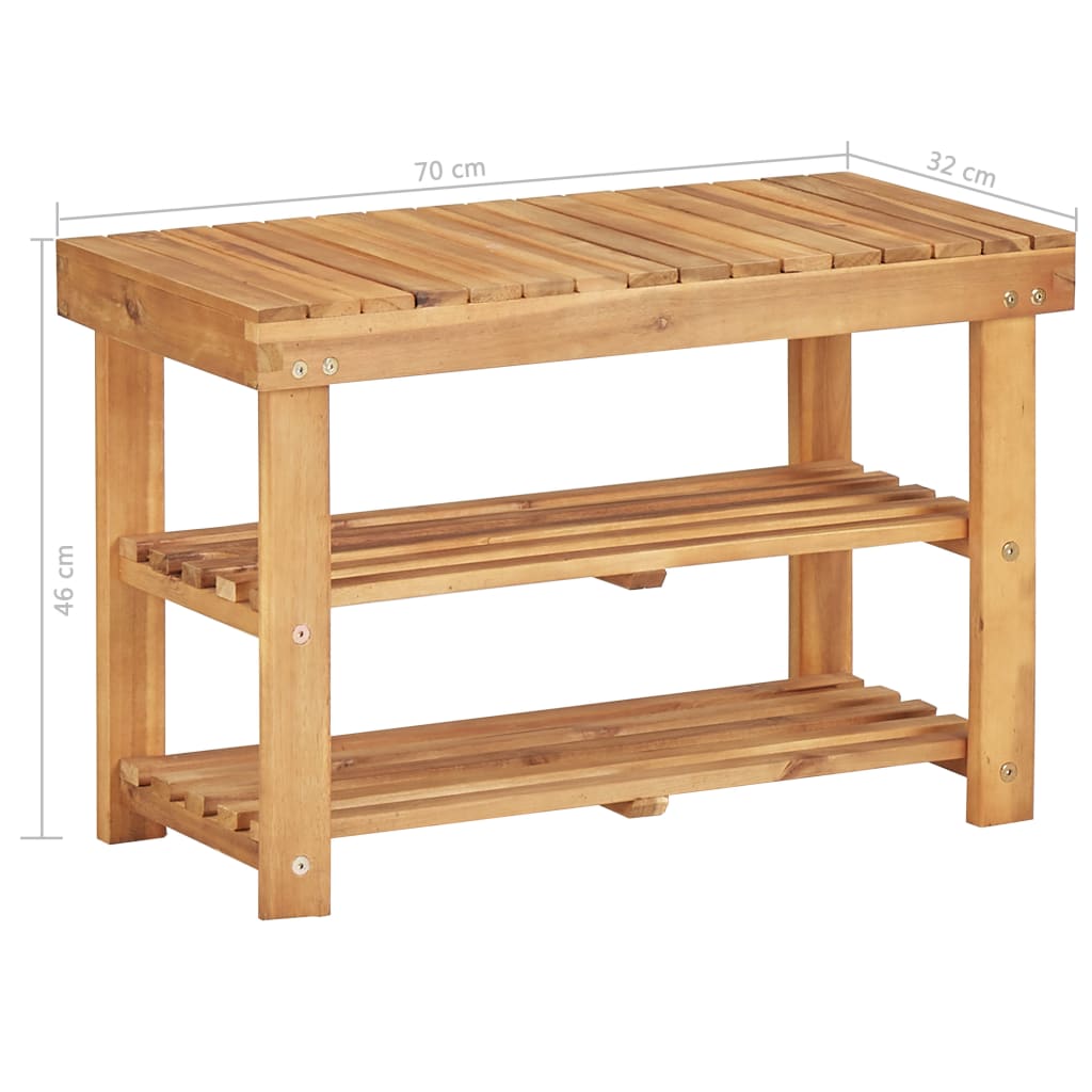 Kenkäteline 70x32x46 cm täysi akaasiapuu - Sisustajankoti.fi