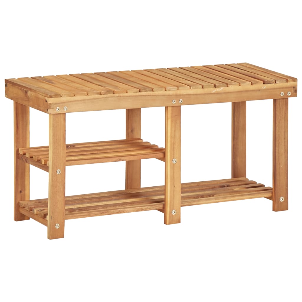 Kenkäteline 90x32x46 cm täysi akaasiapuu - Sisustajankoti.fi