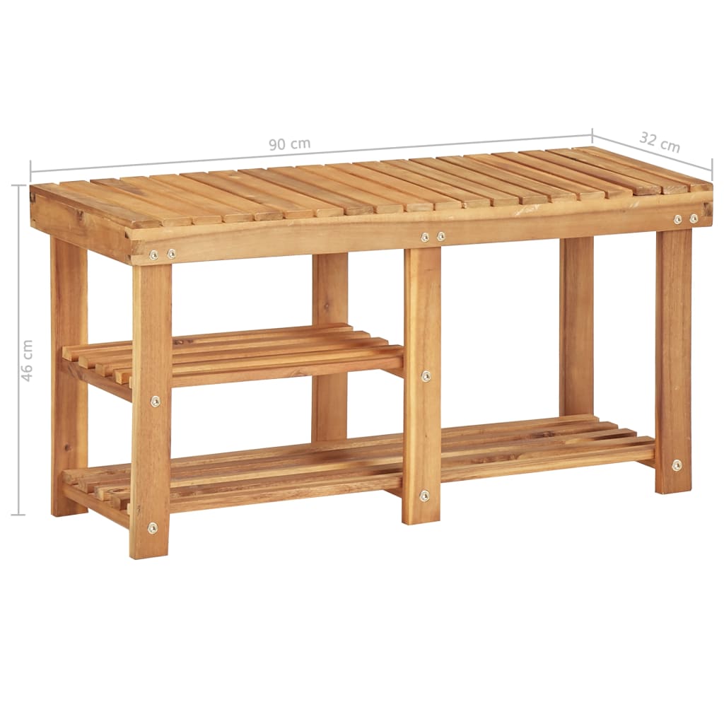 Kenkäteline 90x32x46 cm täysi akaasiapuu - Sisustajankoti.fi