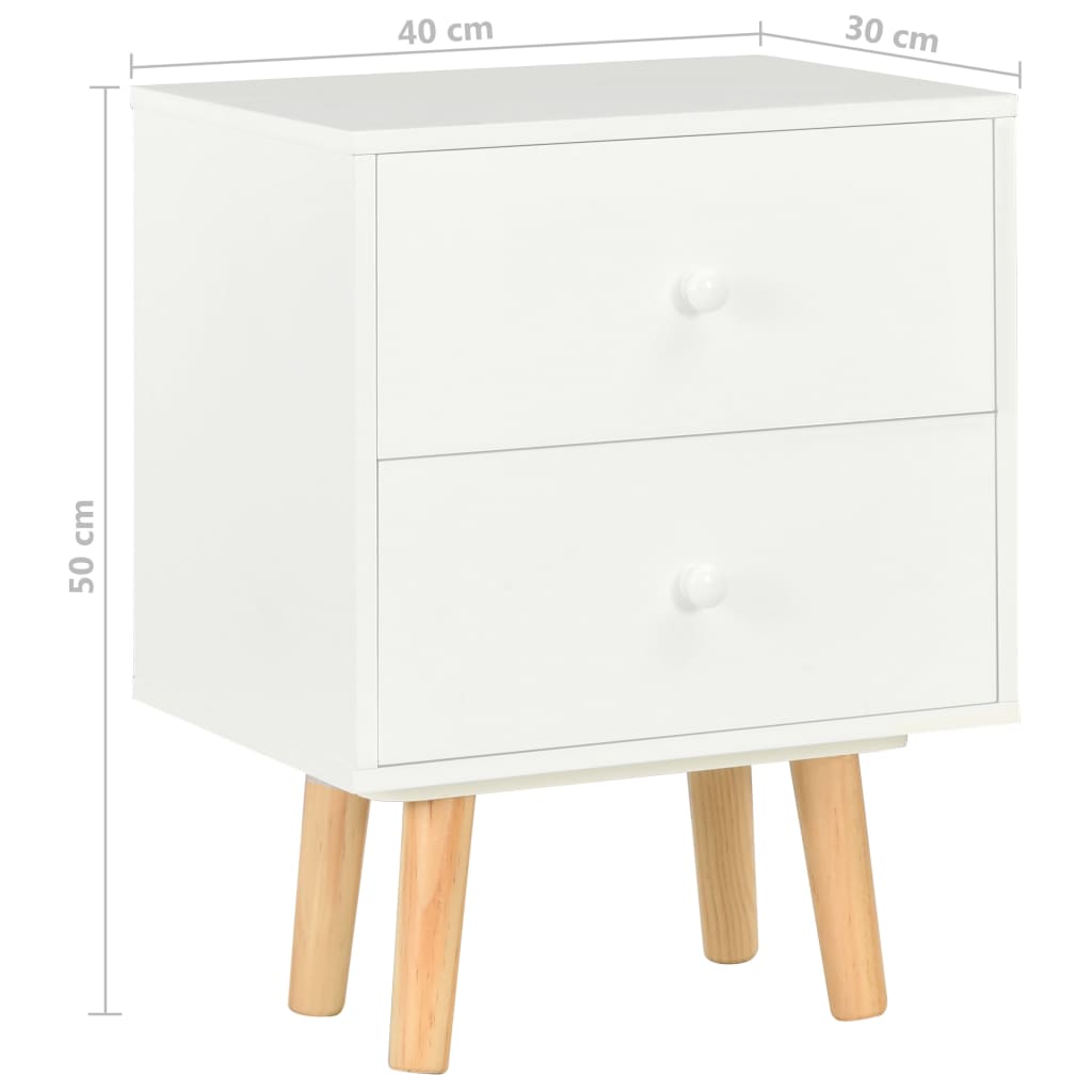 Yöpöydät 2 kpl valkoinen 40x30x50 cm täysi mänty - Sisustajankoti.fi